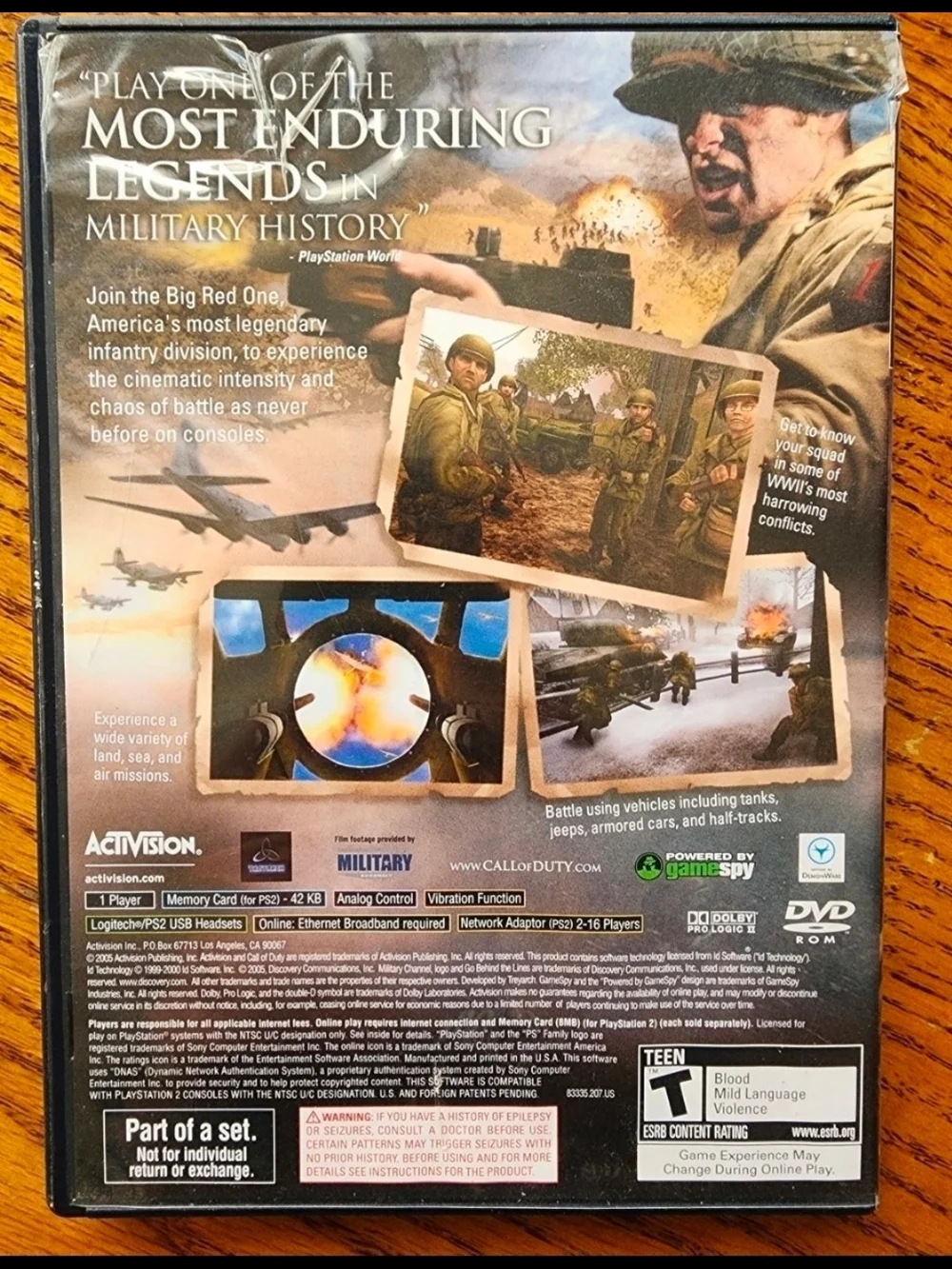 Sony PlayStation 2 Call of Duty 2: Big Red One - Black & Red Cover